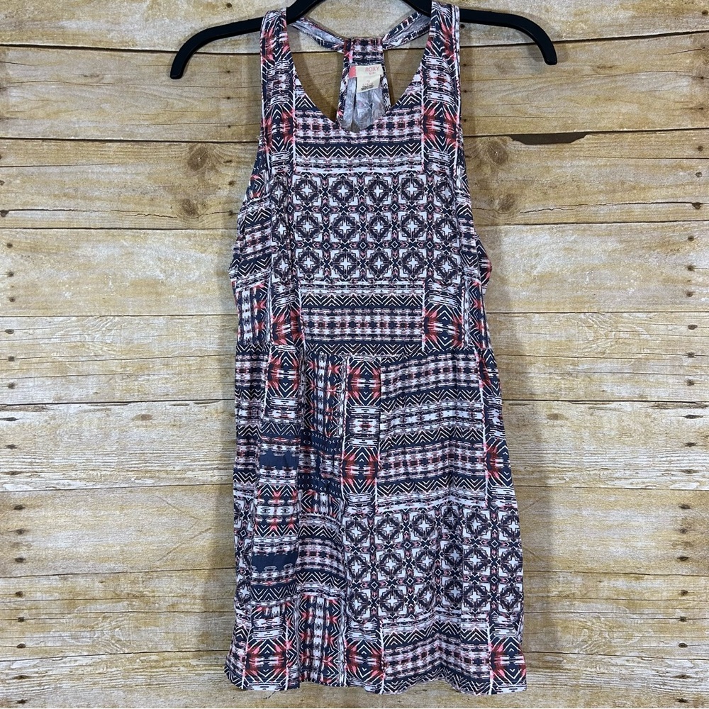 Roxy Girl Racerback Tank Dress Size 12 Geometric Print Summer Sundress